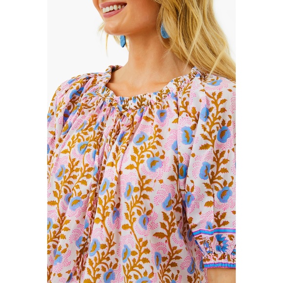 SZ BLOCKPRINTS Tracy Cotton Top - Camel Essa Size S - Picture 5 of 8